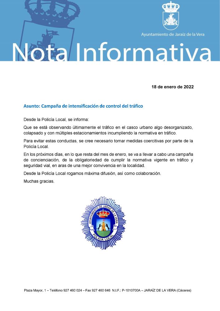 Imagen Campaña de intensificación de control del tráfico