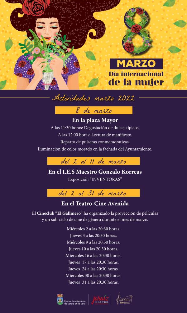 Imagen Cartel programación 8 marzo 2022 DÍA DE LA MUJER