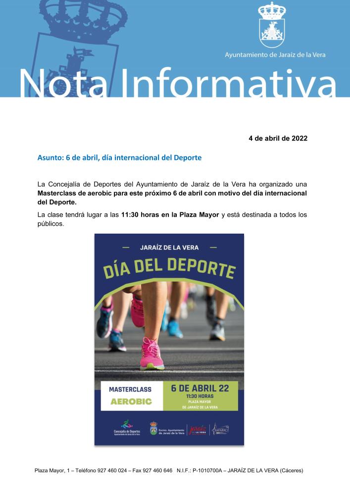Imagen 6 de abril, día internacional del Deporte