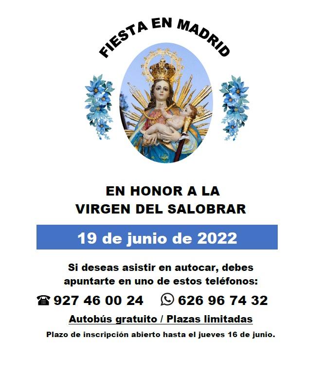 Imagen FIESTA EN MADRID EN HONOR A LA VIRGEN DEL SALOBRAR 19 DE JUNIO 2022