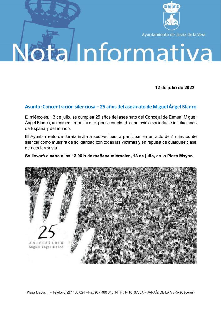Imagen Concentración silenciosa – 25 años del asesinato de Miguel Ángel Blanco