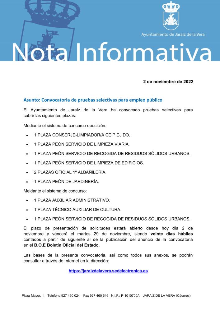 Imagen Convocatoria de pruebas selectivas para empleo público