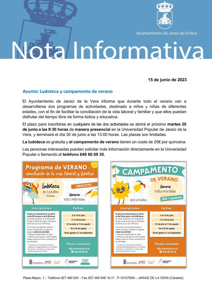 Imagen Ludoteca y campamento de verano en Jaraíz de la Vera