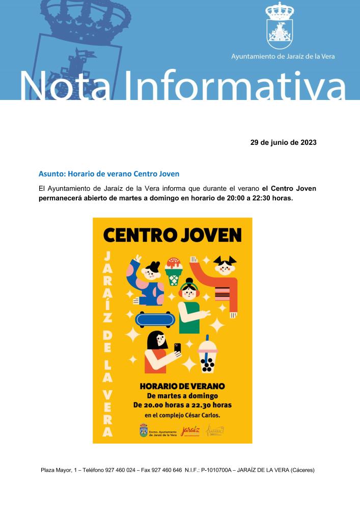 Imagen El Centro Joven permanecerá abierto de martes a domingo en horario de 20:00 a 22:30 horas.