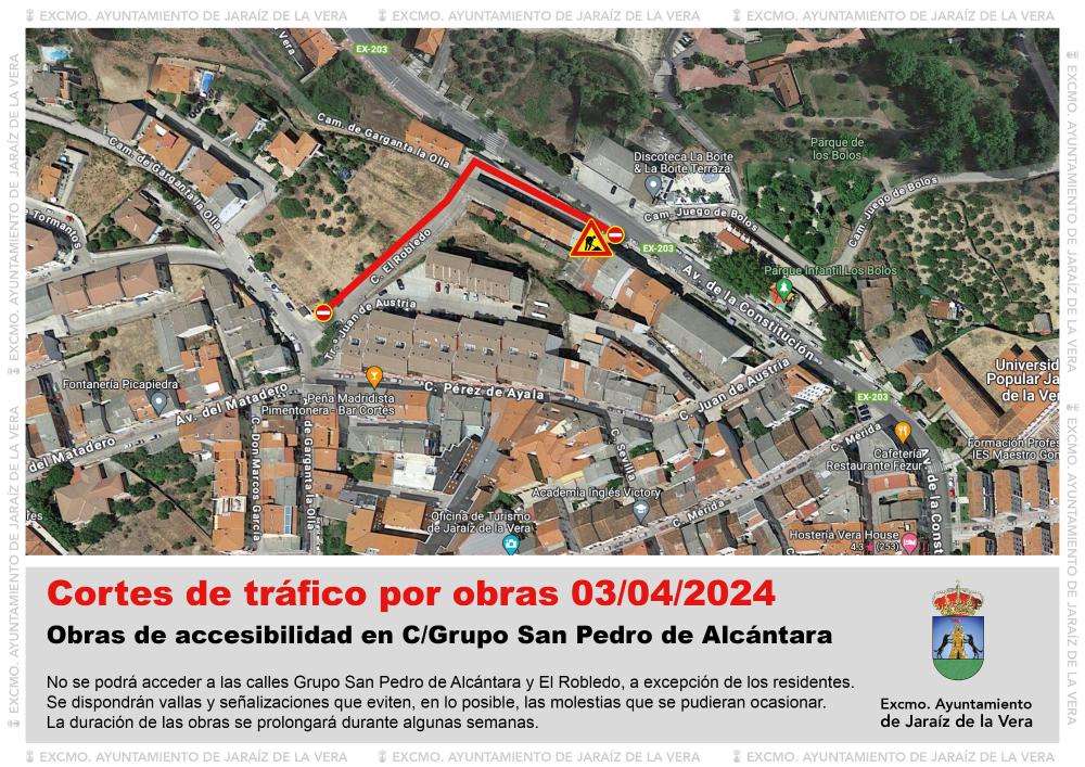 Imagen Cortes de tráfico por obras en C/ Grupo San Pedro de Alcántara