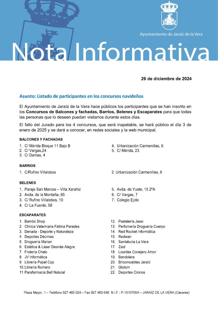 Imagen Participantes de los concursos navideños