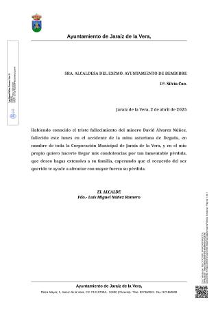Imagen Condolencias al municipio de Bembibre