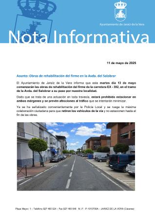 Imagen Obras de rehabilitación del firme en la Avda. del Salobrar