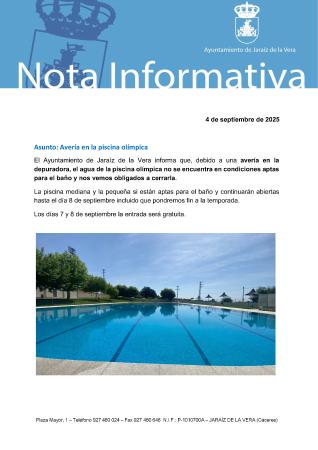 Imagen Avería en la piscina olímpica