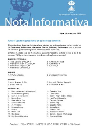 Imagen Listado de participantes en los concursos navideños