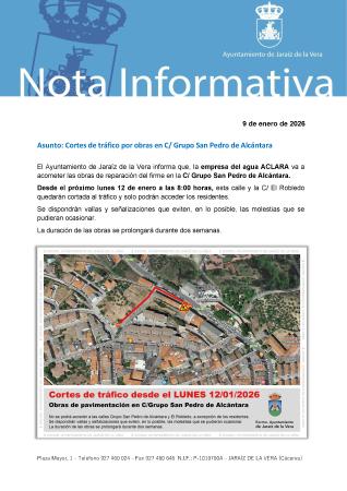 Imagen Cortes de tráfico por obras en C/ Grupo San Pedro de Alcántara