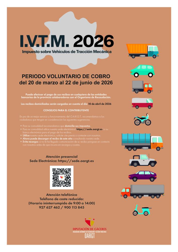 Imagen Impuesto sobre vehículos de tracción mecánica 2026 - OARGT CÁCERES
