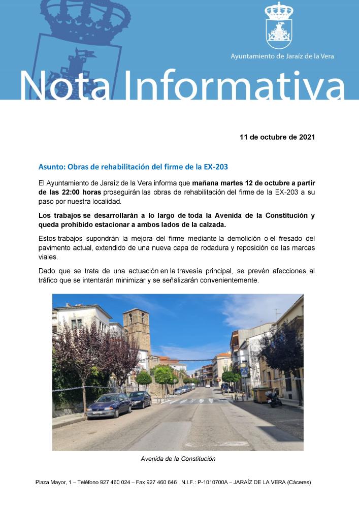 Imagen OBRAS EN LA AVENIDA DE LA CONSTITUCIÓN EX-203 2º TRAMO